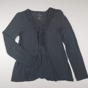 American Eagle Soft & Sexy Lace-Up Tee